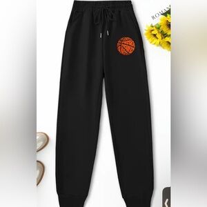 Boys Black Joggers with Orange Graphic